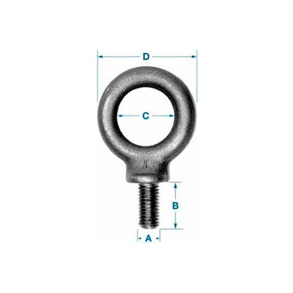 Eye Bolt With Shoulder, M48-5.00, 96 mm Shank, 82 mm ID, Steel